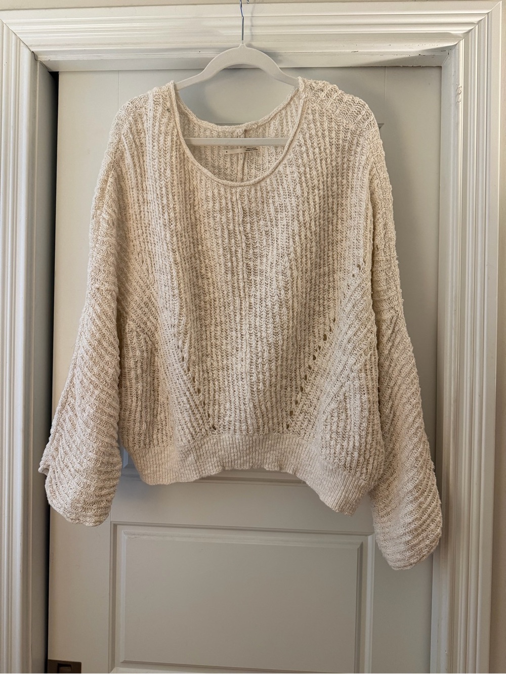 Anthropologie Cream Scoop-Neck Chunky Knit Sweater - Picture 4 of 7